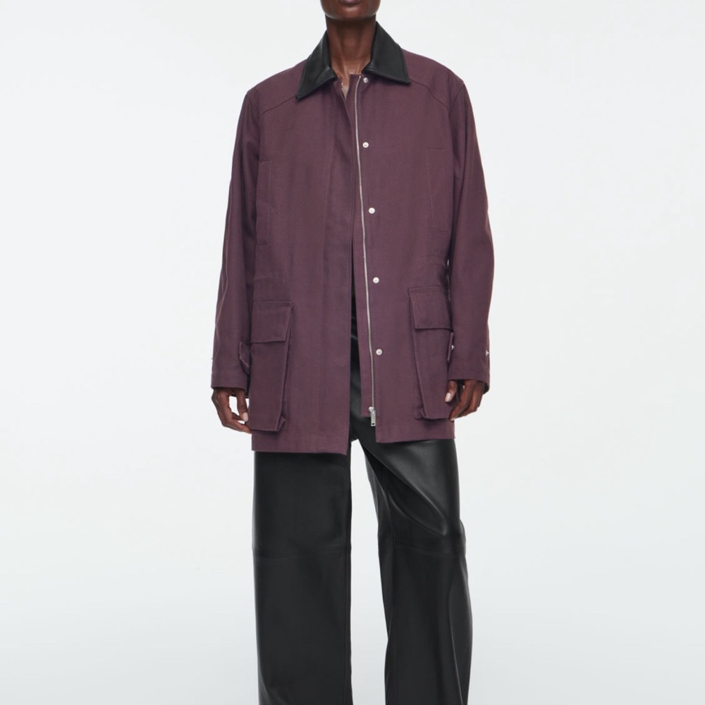 COS LEATHER-COLLAR FIELD JACKET Color: Bordeaux. Brand new with tags.